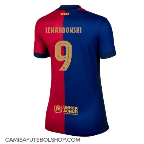 Camisa de time de futebol Barcelona Robert Lewandowski #9 Replicas 1º Equipamento Feminina 2024-25 Manga Curta